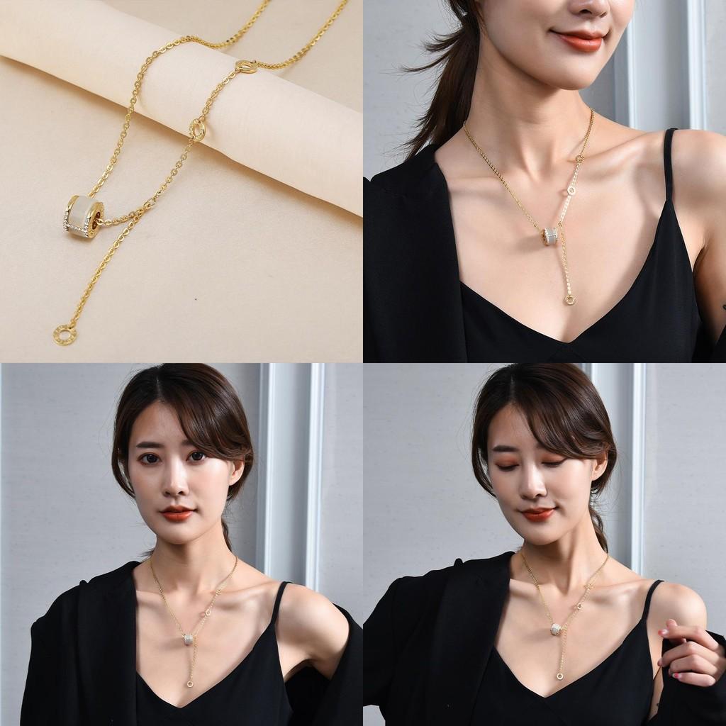 Pendant Stylish Geometric Necklace For Women Crafted From Titanium Steel With Cats Stone Eye