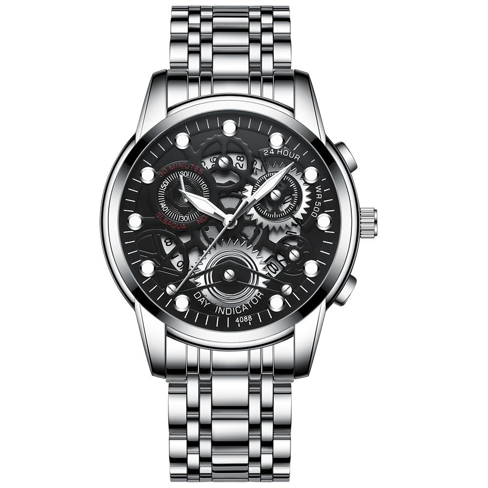 Men Sports Watch Business Calendar Wristwatch Waterproof Hollow Out Quartz Watch