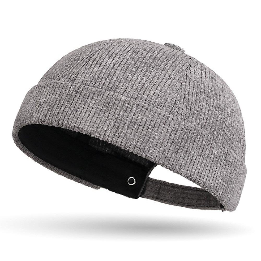 Retro Corduroy Brimless Cap Streetwear Landlord Hat Vintage Beanie Docker Caps  Men Women