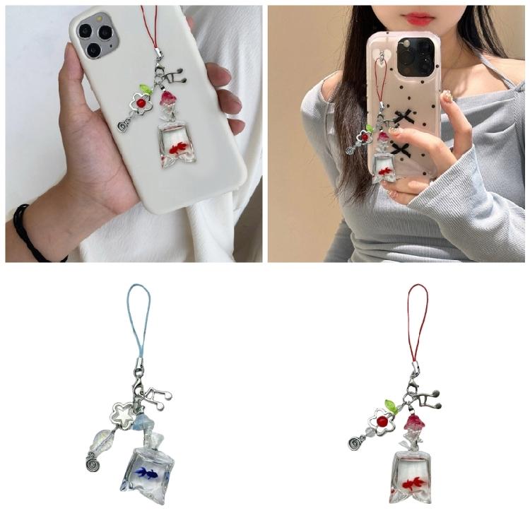 Cuteness Fish Themed Beaded Phone Accessory Comfortable Grip Resin Charm Fish Beaded Phone Lanyard Suitable for Gifts