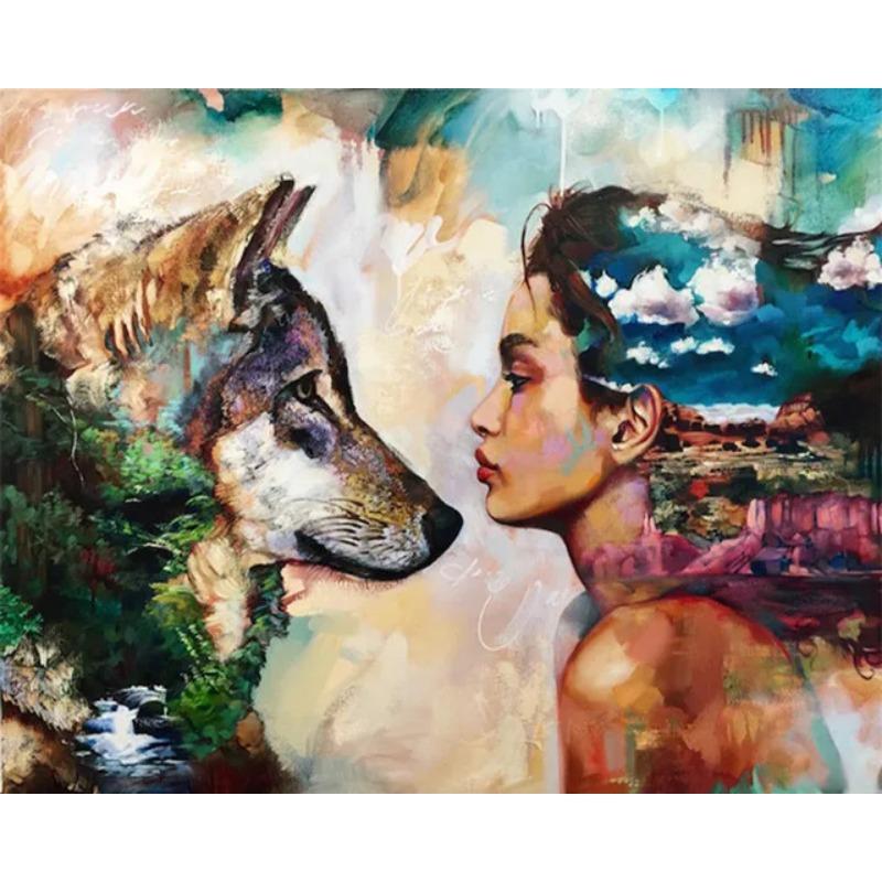 

Абстрактные женщины и волки, картины маслом на холсте, декор интерьера для дома, пейзаж, настенное искусство, печать плакатов, фотографии для гостиной 40x60cm no frame античная латунь