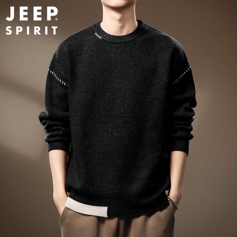 JEEP SPIRIT Men's Heavyweight Round Neck Sweater
