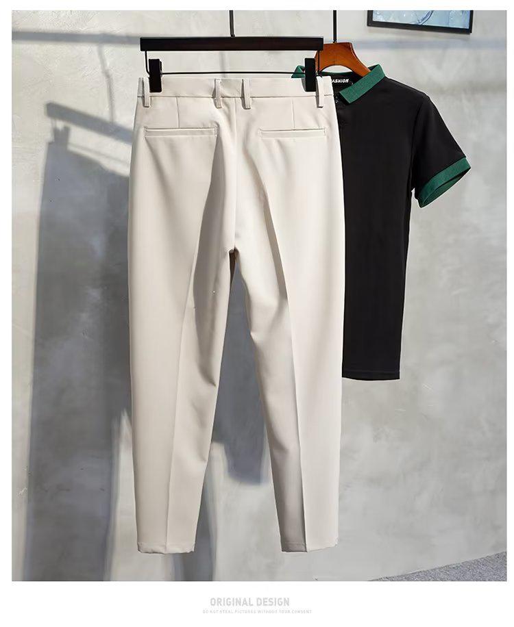 Men's Korean-Style Slim Suit Pants - Trendy Nine-Point Casual Trousers for Autumn/Winter