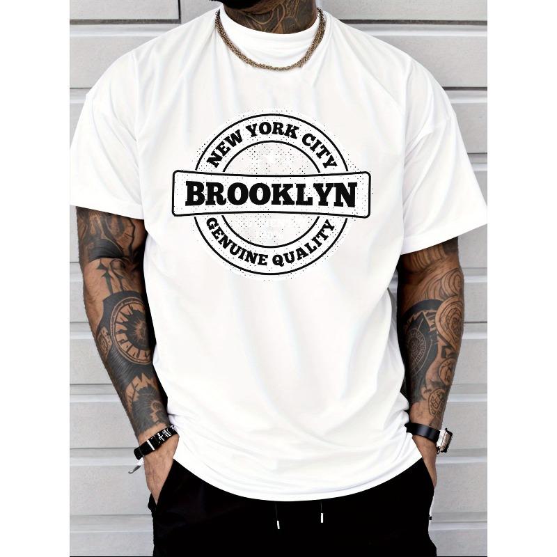 Men s Casual Black T-Shirt New York City Brooklyn Stars Genuine Quality Graphic Street Style Fashion Adult Male Top S белый