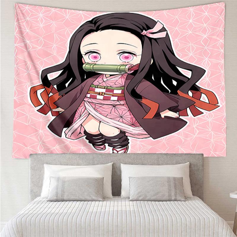 Demon Slayer Nezuko2 Tapestry for Bedroom Aesthetic Classroom Tapestries Wall Hanging for Living Room Dorm Office,Ideal Creative Gift