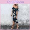 Elegant Women Floral Print Short Sleeve Boho Long Dress Evening Party Maxi Wrap Dress