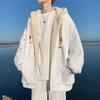 Men's Trendy Lambswool Jacquard Winter Coat - Warm Hooded Plush Cotton Jacket for Teens