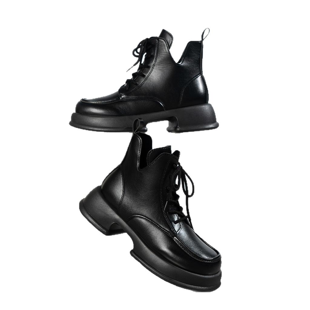 Fashion 2025 New Women Boots Plush New Platform Warm Short Boots Flat Bottom Comfortable Outdoor Lace Up Ankle Boots Fashion Shoes Women
