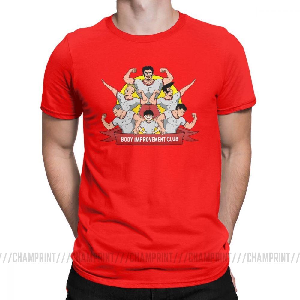 Herren S T-Shirt Mob Psycho 100 Körperverbesserungsclub Humor 100% Baumwolle T-Shirts Kurzarm