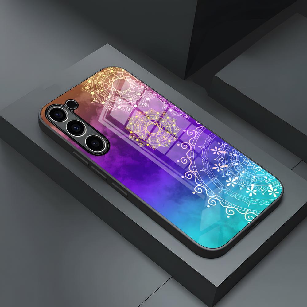 Indian Pattern Mandala Phone Case For S23 Samsung S24 S25 Ultra S22 S20 Fe S21 Plus A54 A34 A53 A16 Glass Cover