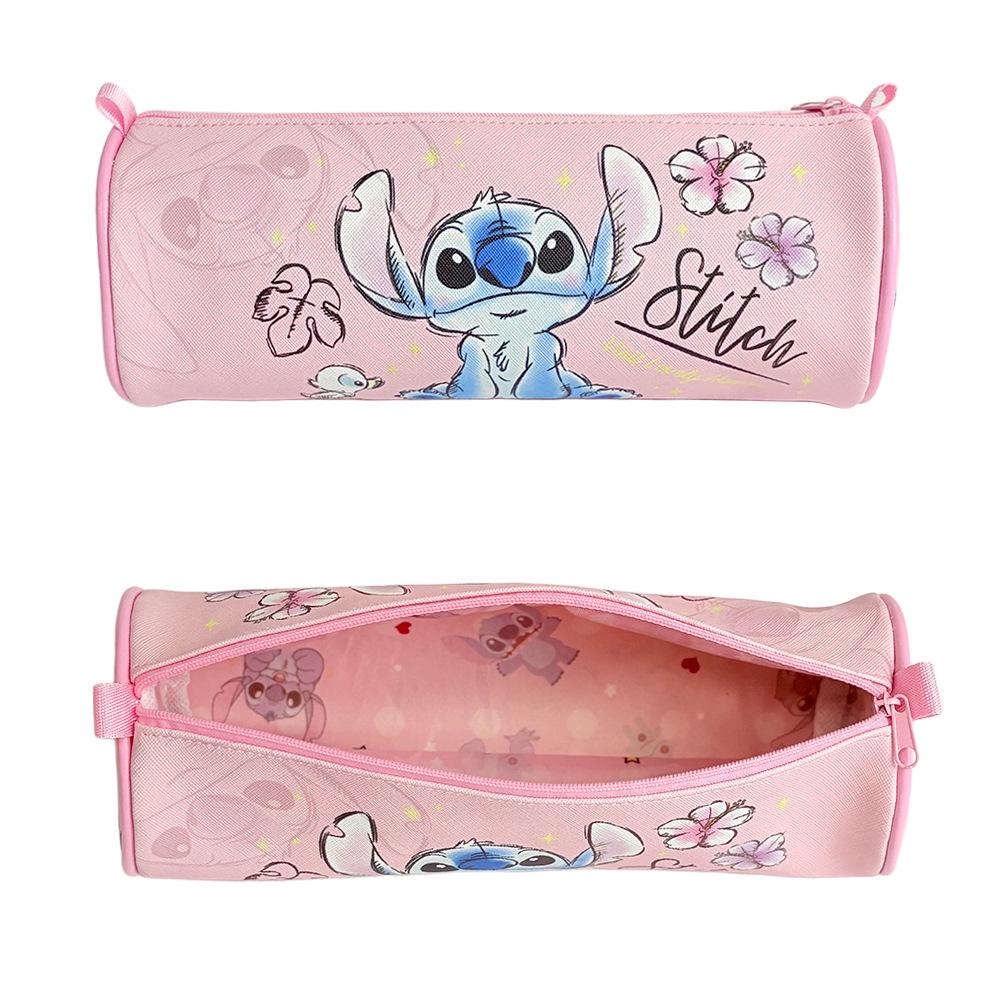 Round Barrel Cartoon PU Pencil Case - Large Capacity, Thick Lining, Perfect for Kids' Stationery Storage