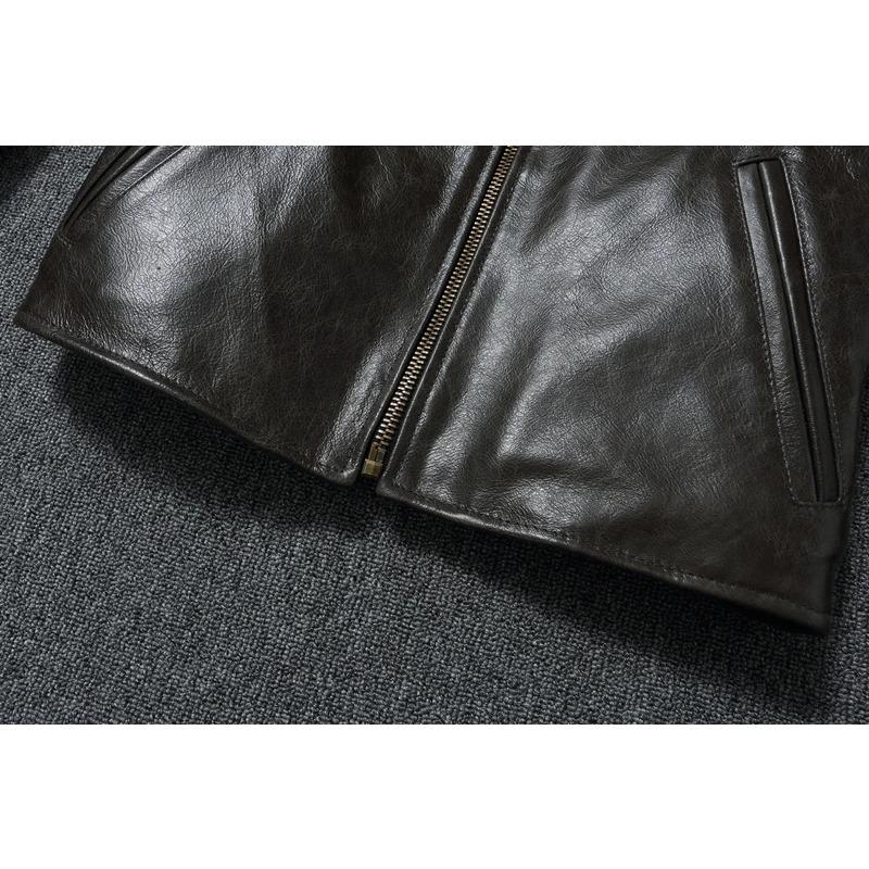 Chinese Size Genuine Cow Mens Leather Jacket Men Jackets Slim Gray Brown Stand Collar Jacket For Men Spring Autumn