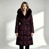 European station new imitation fox big fur collar cotton clothes women's medium and long knee thickened waist fashion coat