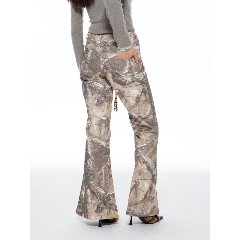 Live Camouflage Thelight Slightly Spicy Casual Camouflage Pants A- Line Slit Skirt Mountain Outdoor Fall and Winter New Arrival