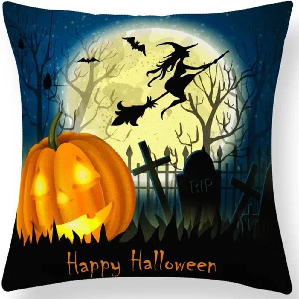 Halloween Dekorativt Kuddfodral Sött Spöke Pumpa Kattmönster Kuddfodral Lämpligt för Hem Vardagsrum Soffa Rum