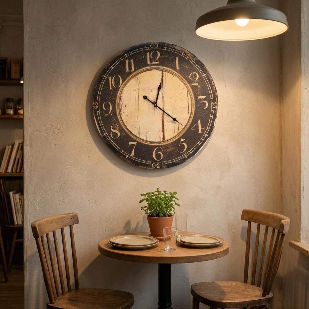 Wooden Wall Clock Quiet Timepiece Cordless for Interior Decoration, Guesthouse