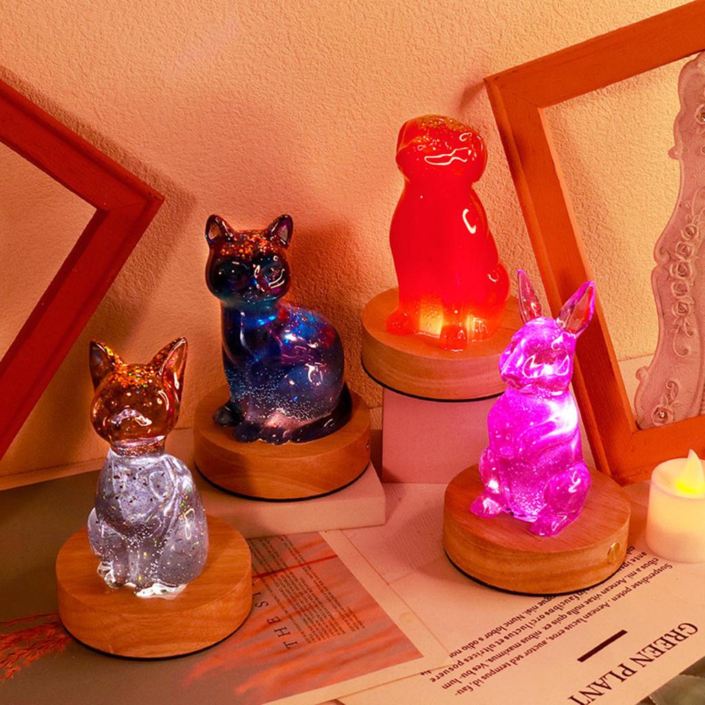 4PCS 3D Animal Candle Mold Cat Dog Rabbit Candle Mold for DIY Candle Gypsum Ornaments Home Decor Epoxy Resin Casting