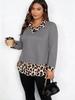 2026 American Spicy Girl Leopard Print Patchwork Long Sleeve T-shirt, Women's Spring Slim Fit European and American Style Top