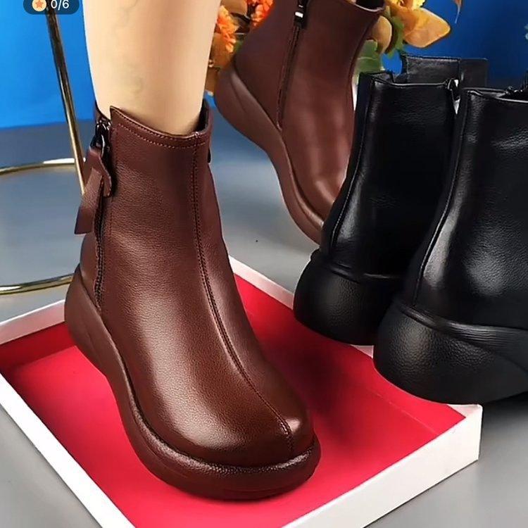 Short boots autumn and winter new soft-soled fashion boots thin velvet thermal cotton boots