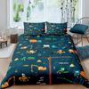 Construction Tractor Truck King Queen Duvet Cover Excavators Crane Bedding Set Vehicle Quilt Cover Polyester Comforter Cover