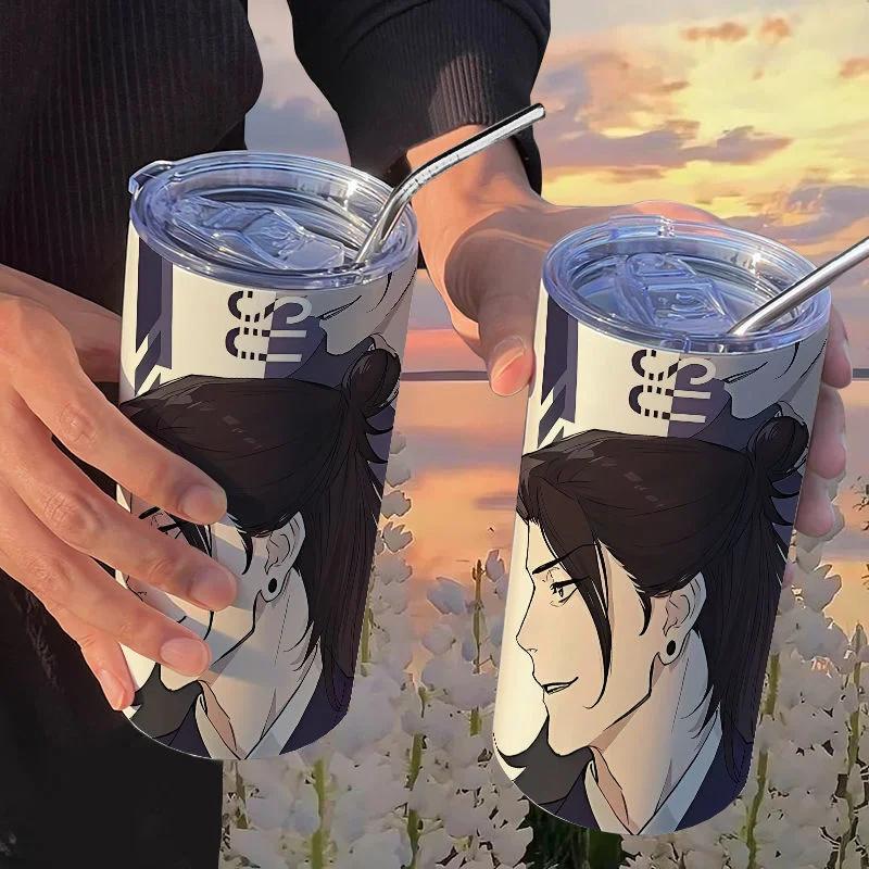 Jujutsu Kaisen Yuji Hrneček 500 ml Satoru Gojo Nerezová Ocel Cestovní Termohrnek Izolované Brčko Hrneček na Kávu Dárek Pro Děti