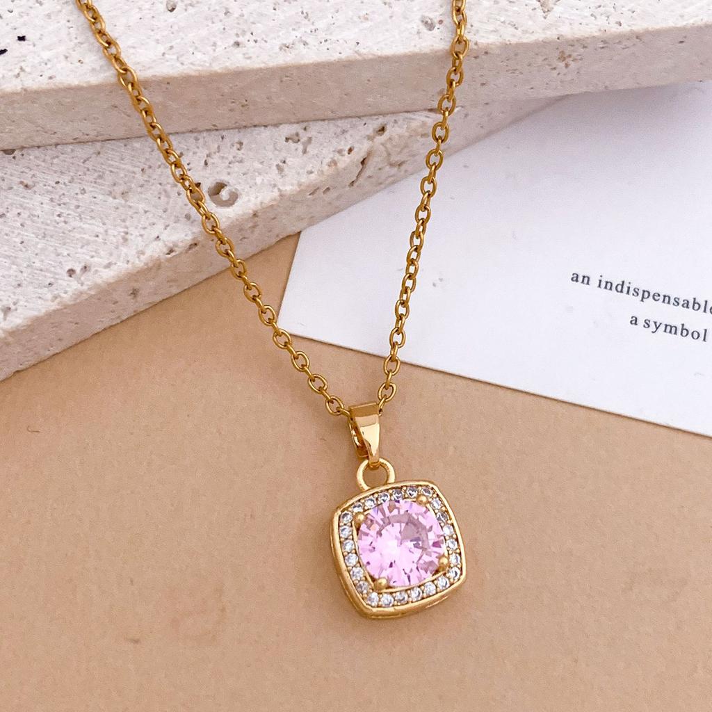 Necklace hot-selling simple square necklace accessories women's light luxury niche design sense does not fade titanium steel necklace women