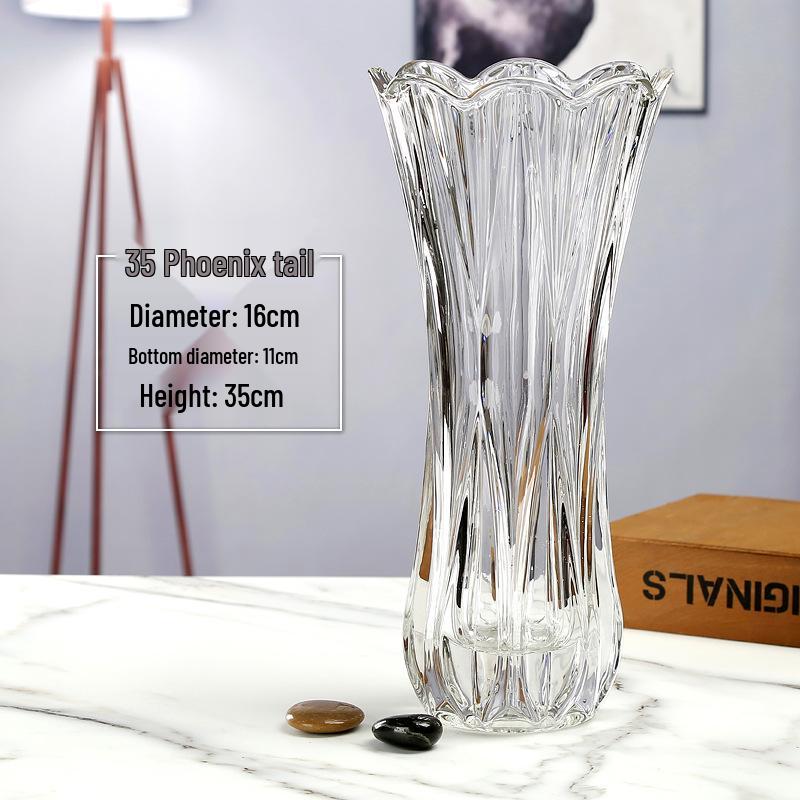Extra Large Transparent Glass Vase, 50cm Height, Wide Diameter for Flower Arrangements, Living Room Decor, Hydroponic Lucky Bamboo