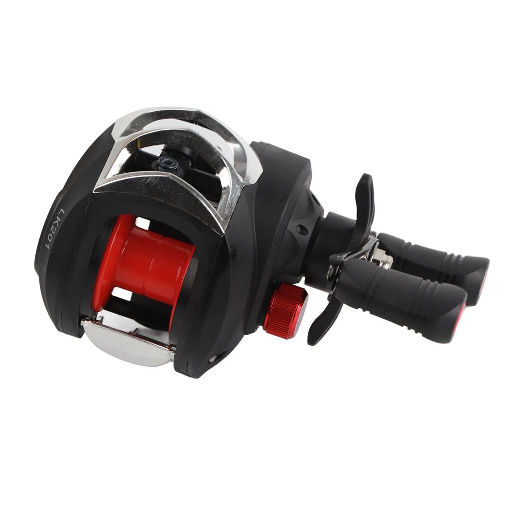 8KG Baitcasting Rolle Doppelt Abgedichtete Lager Angelrolle mit Magnetbremssystem Schwarz Rot LK201 Kunststoffspule