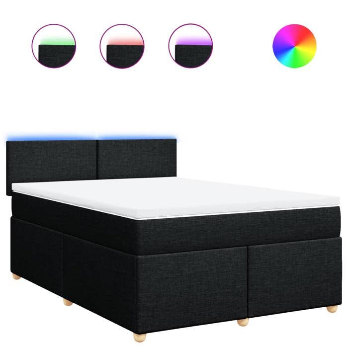 VidaXL Sommier à lattes de lit avec matelas Noir 140x190 cm Tissu 3288970