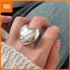 925 Sterling Silver Rings For Women Geometric Fine Jewelry Finger Adjustable Simple Big Heart Ring For Party Birthday Gift