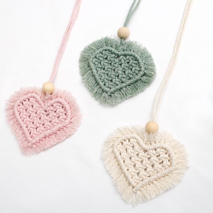 Fashion Car Home Garden Hand-woven Love Pendant Auto Rear View Mirror Ornament