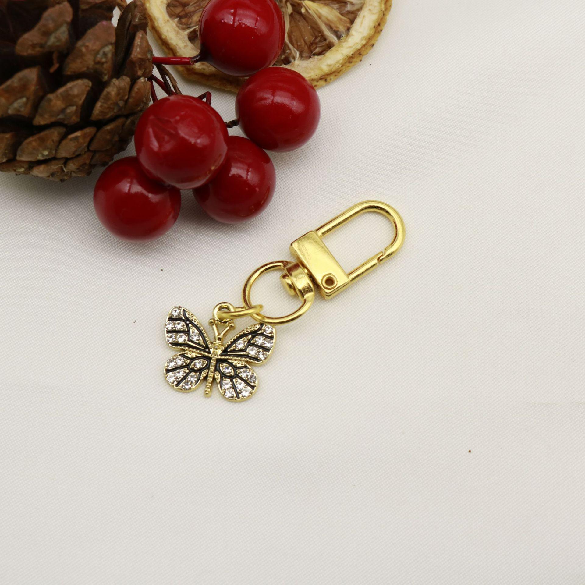 Elegant Rhinestone Butterfly Keychain Pendant