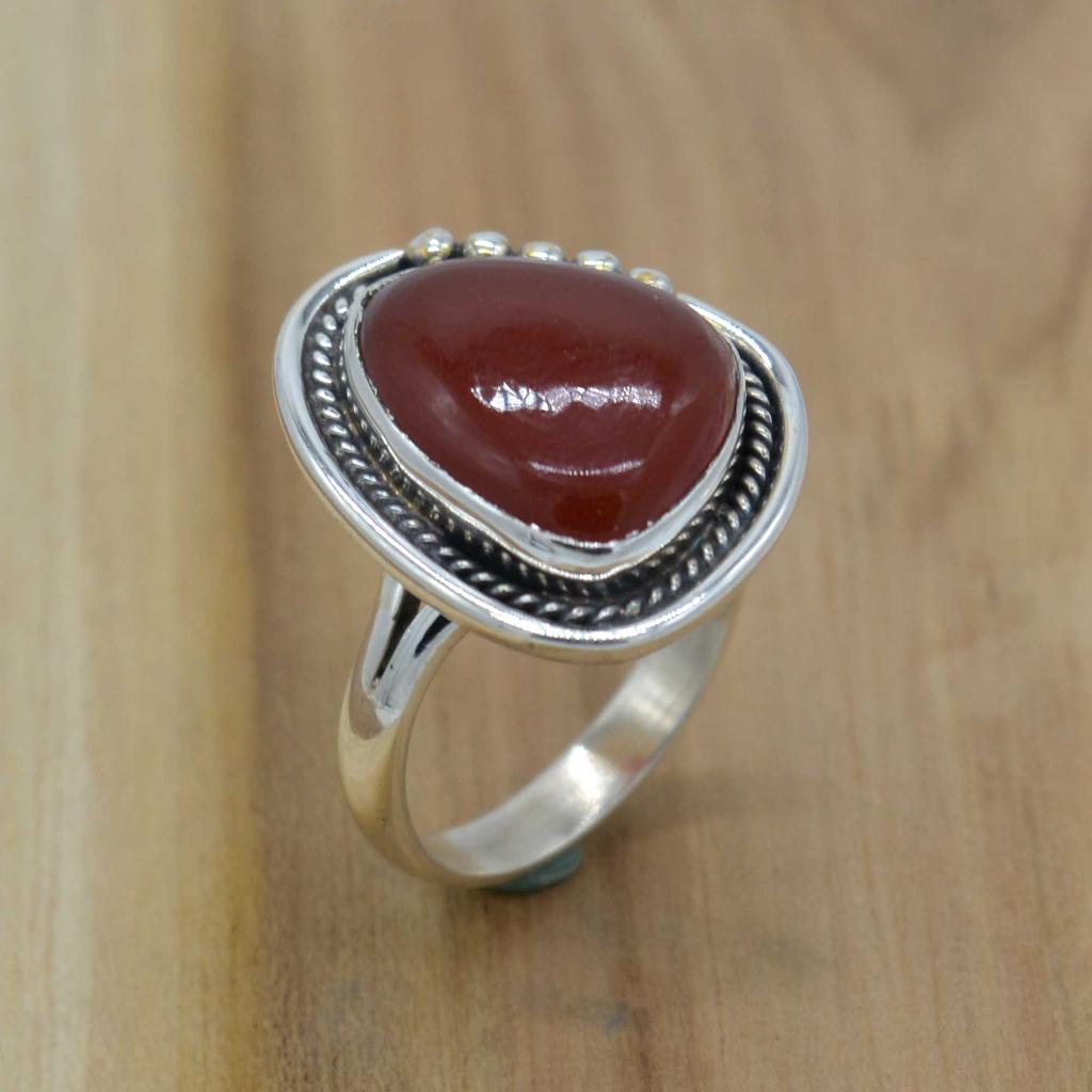 Red Onyx Gemstone 925 Silver Ring, Natural Gemstone  Silver Handmade Unique Jewelry, Valentines Day Gift For Her