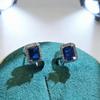 Jewelry earrings imitation cultivation emerald stud earrings women's simple fashion classic green zircon square diamond stud earrings