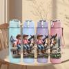 1PC Cowgirl Horse Western Scene Print 750ml Color Plastic Sports Water Bottle Leakproof Flip Straw Lid Suitable for Sports Office Home Use
