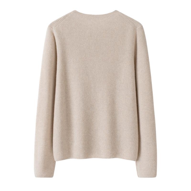 Women's 100% Pure Cashmere Openwork Loose Crew Neck Sweater Pullover for Autumn/Winter