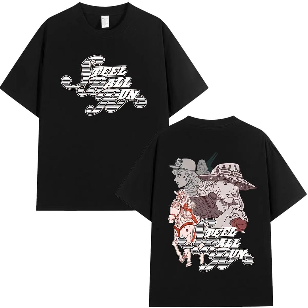 Hot Sale Anime Jojo Bizarre Adventure STEEL BALL RUN T-shirt Unisex Casual Harajuku Hip Hop Punk Cotton T-shirt Breathable and Comfortable Clothes