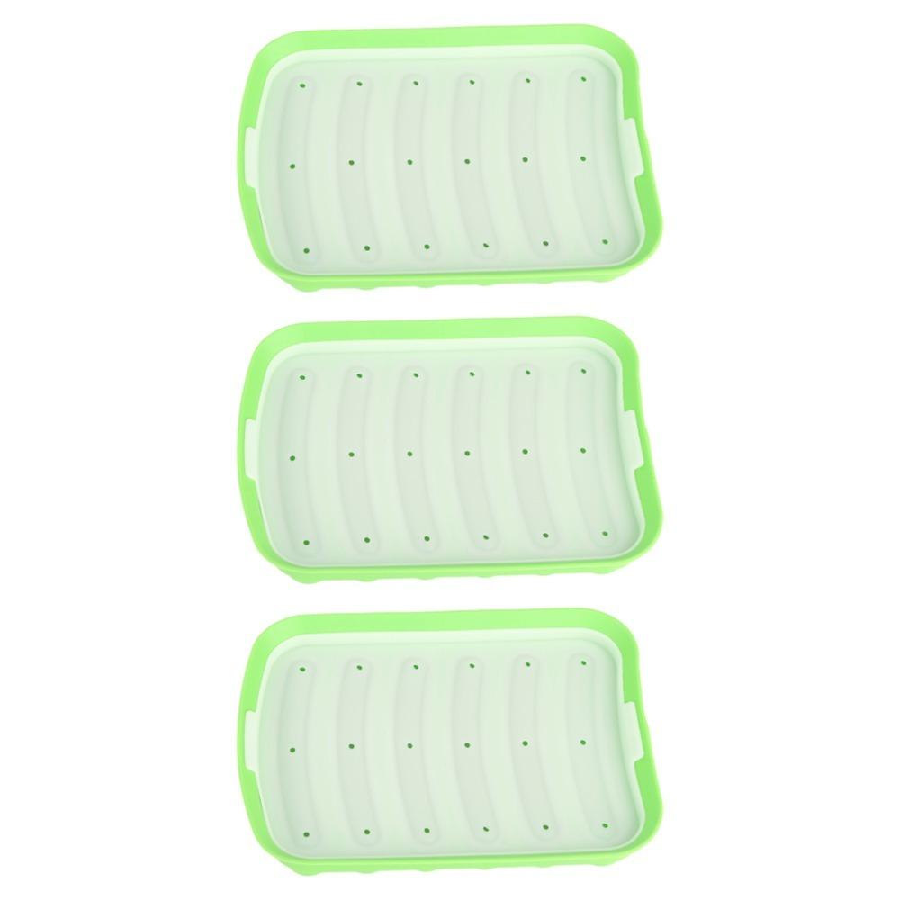 3pcs With Vented Lid Hot Dog Mold Ham Making Tray Steaming Oven Microwave Refrigerator Freezer зелёный