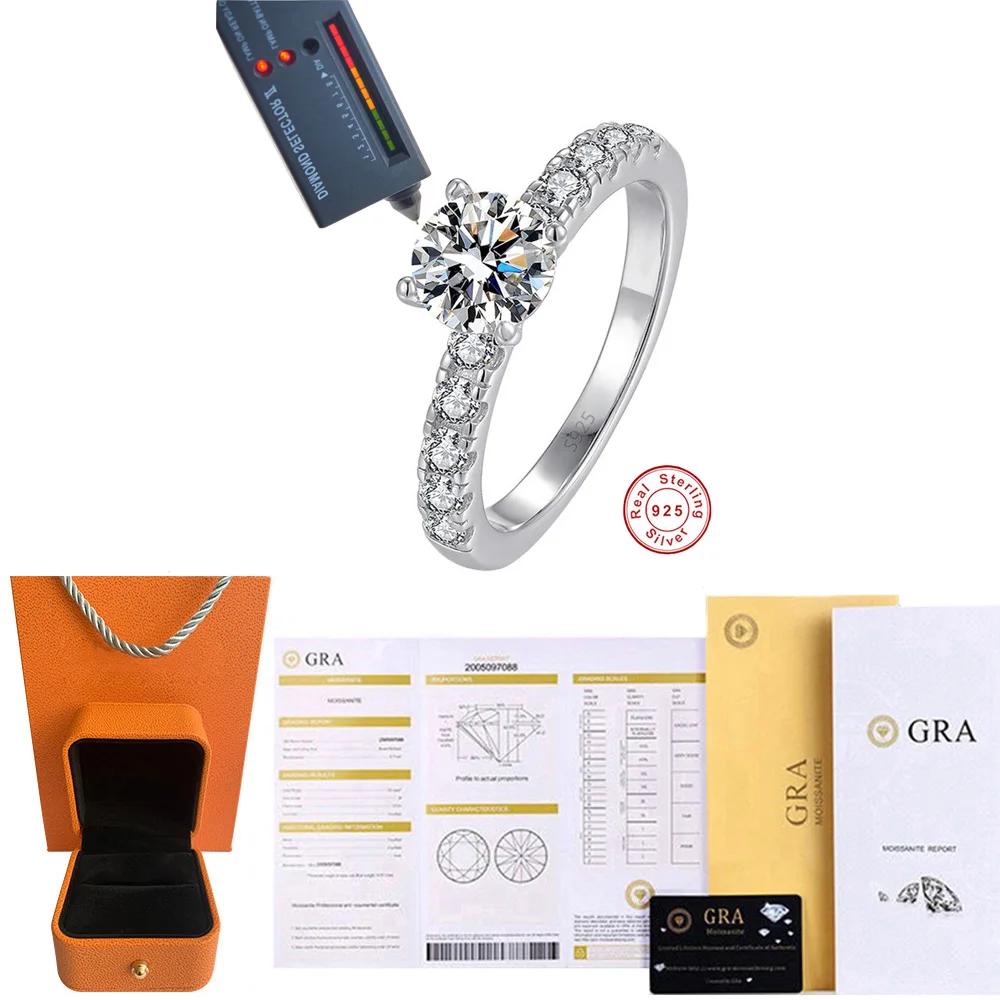 

Exquisite 925 Silver Four Claw Moissanite Ring 1-3 Carats Rings for Women Wedding Birthday Luxury Jewelry 4.5&1ct D color