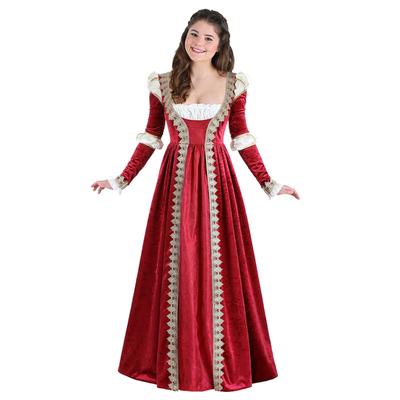 New Halloween Red Queen King Costume Vintage Lace Patchwork Lace Court Dress Dress