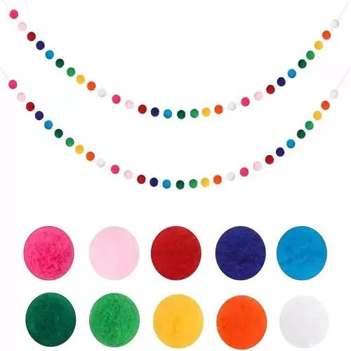 

2M Wool Balls Handmade Bedroom Decorations Halloween Wall Decoration Ornament Christmas Parties Hanging Pendant Pompom Garland