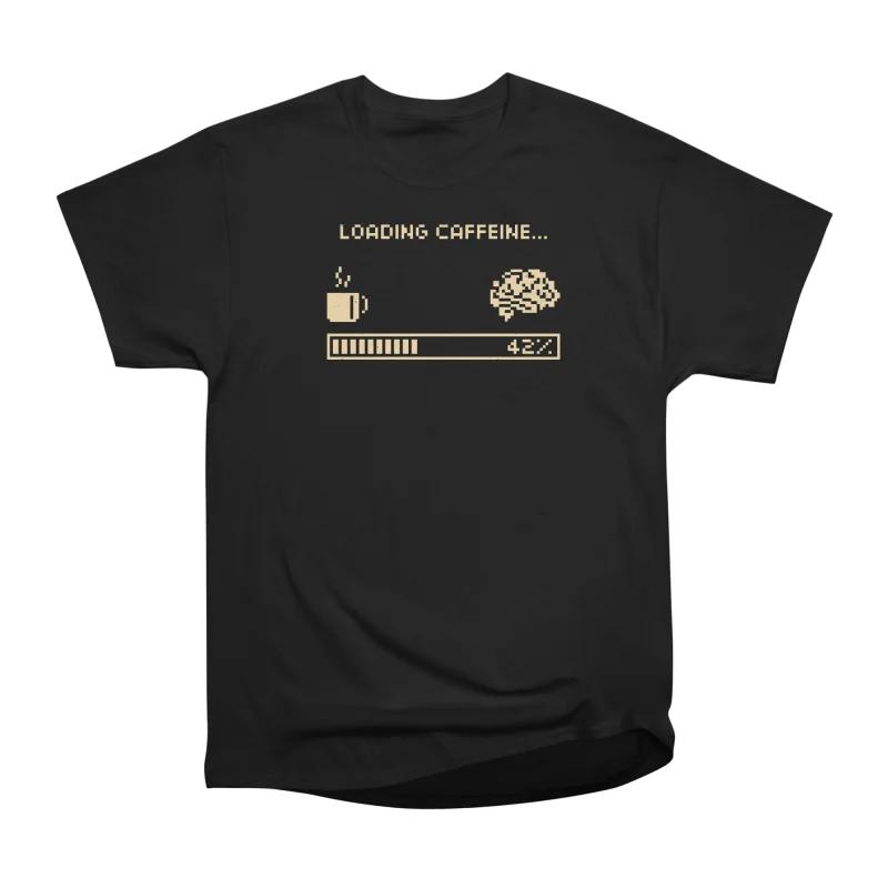 Men Casual Shirts Short Sleeves LOADING CAFFEINE Black Tees Oversized T-shirts S чёрный