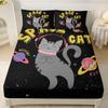 Cute Cartoon Cat Pattern Bed Hat Three-Piece Digital Printing Bedding Set Adult Children