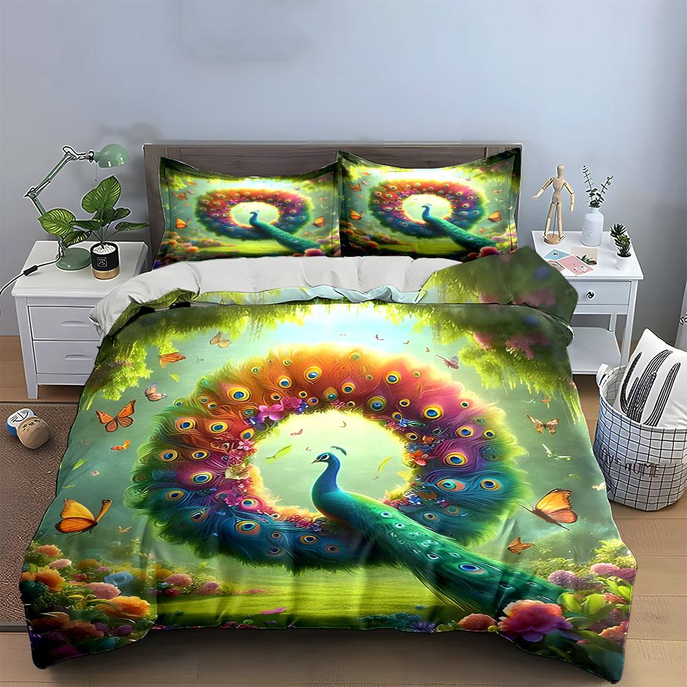 "Radiant Peacock Paradise Bloom" Bedding sets Duvet covers Pillowcases(1* Duvet Cover 2* Pillowcases without duvet insert)