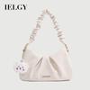 Ladies Underarm Bag Retro Chocolate Color Pattern Pleated Cloud Bag