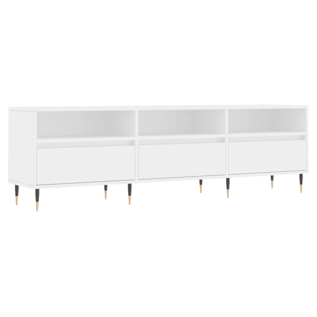 TV Cabinet, White, 150X30X44.5 Cm, Wood-Based Material
