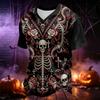 Men's V-Neck Halloween Printed T-Shirt for Casual Daily Wear
