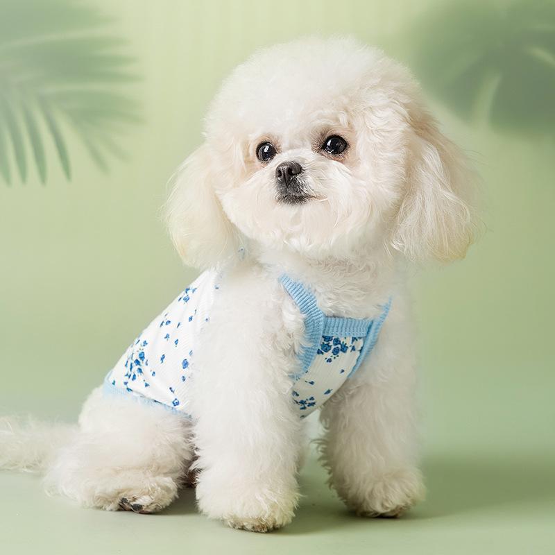 25 Years Old New Spring and Summer Small Floral Breathable Two-legged Vest Teddy Than Bear Cat Pet Clothing Dog Clothes