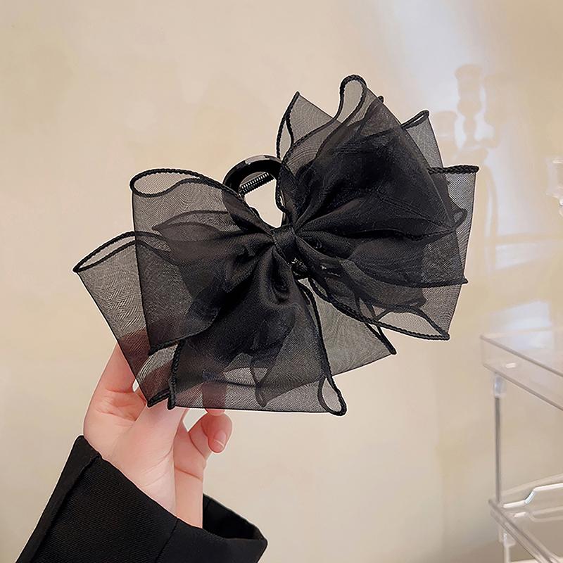 Black Mesh Lace Bow Grab Clip On The Back Of The Head, Hairpin Clip On The Head, Headdress, Shark Clip