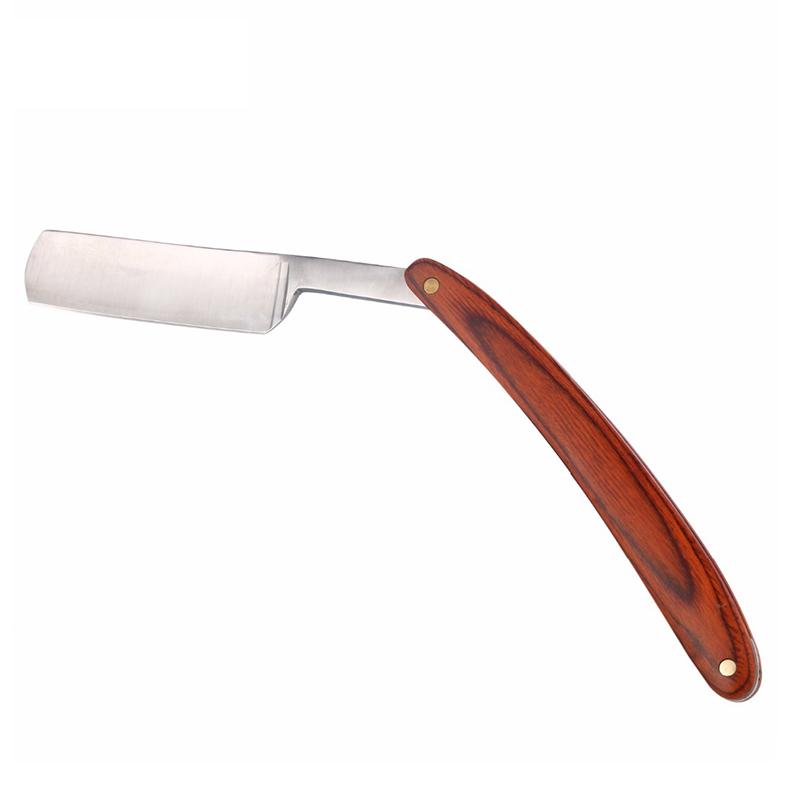 Men Shaving Straight Razor Beech Wood Handle Classic Barber Razors Carbon Steel Blade Manual Shaver